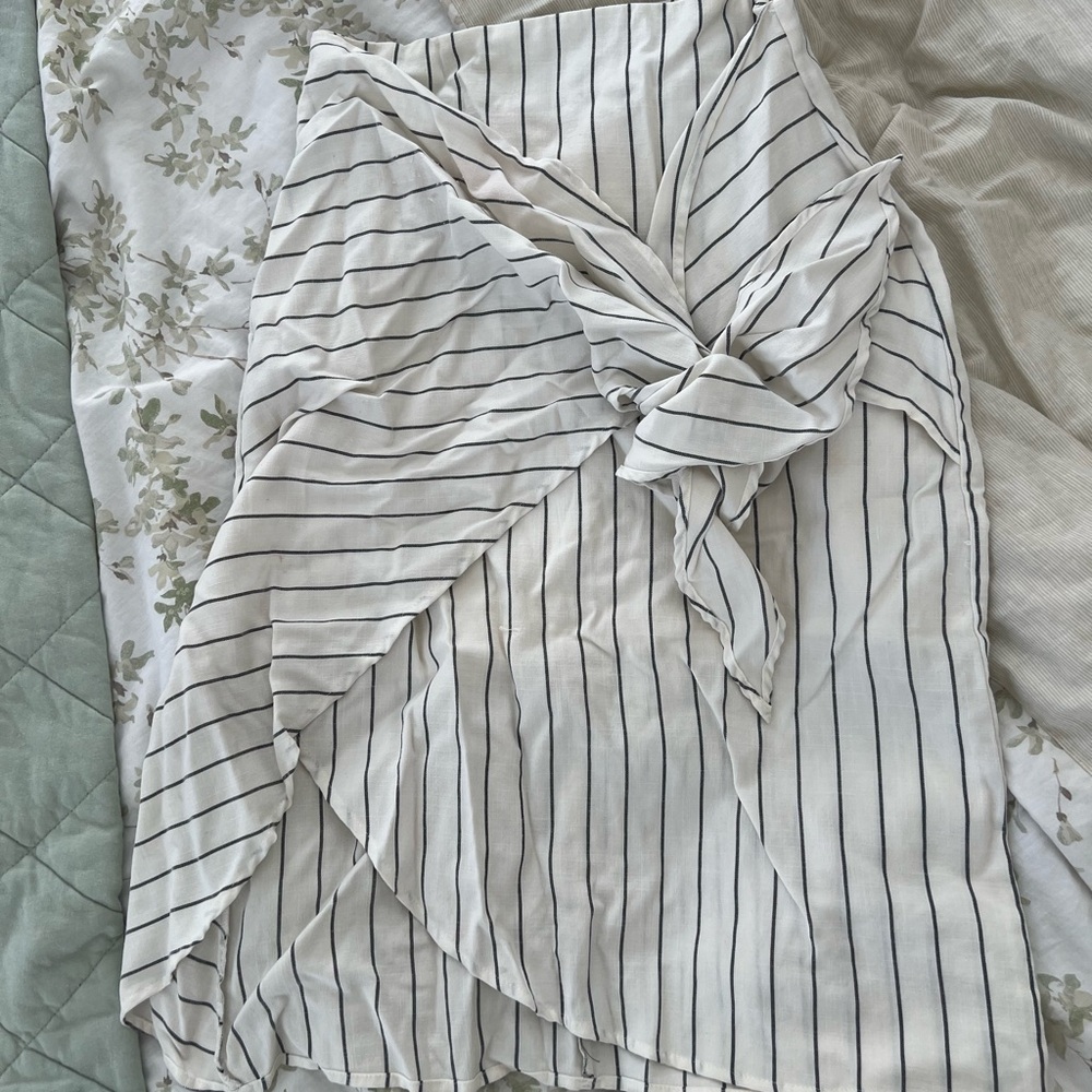 Striped Wrap Skirt in Black and White